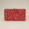 Fashnzfab Faceted Stone Embellished Evening Clutch Bag In Red