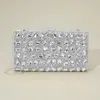 Fashnzfab Faceted Stone Embellished Evening Clutch Bag In Silver