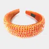 Fashnzfab Faceted Stone Pave Padded Headband In Orange