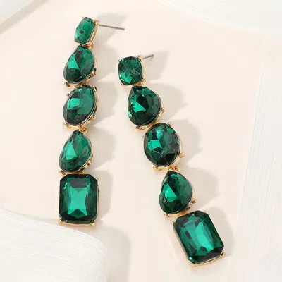 Fashnzfab Faceted Teardrop Oval Rectangle Stone Cluster Link Dropdown Evening Earrings In Pattern