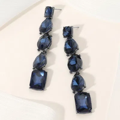 Fashnzfab Faceted Teardrop Oval Rectangle Stone Cluster Link Dropdown Evening Earrings In Pink