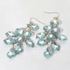 Fashnzfab Faceted Teardrop Stone Chandelier Dangle Evening Earrings - Light Blue In Blue