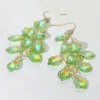 Fashnzfab Faceted Teardrop Stone Chandelier Dangle Evening Earrings In Green
