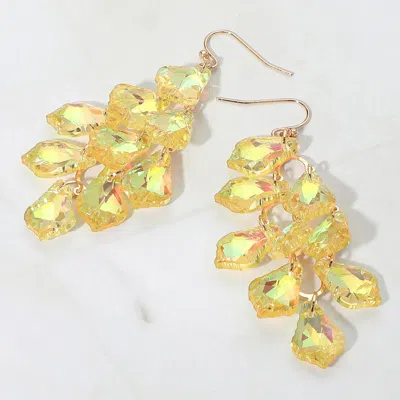 Fashnzfab Faceted Teardrop Stone Chandelier Dangle Evening Earrings In Yellow