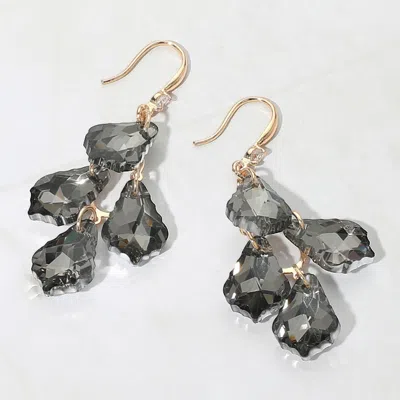 Fashnzfab Faceted Teardrop Stone Cluster Link Drop Dangle Evening Earrings In Silver