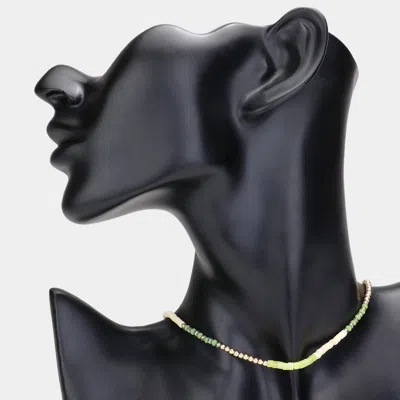 Fashnzfab Faceted Wood Heishi Beaded Choker Necklace In Gold