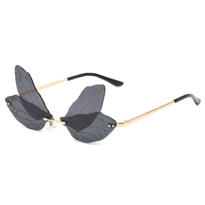 Fashnzfab Fairy Wing Sunglasses In Black