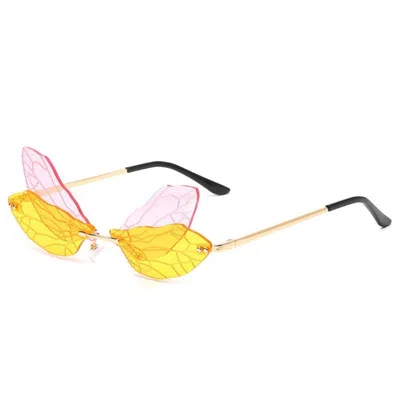 Fashnzfab Fairy Wing Sunglasses In Yellow