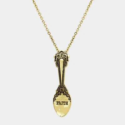 Fashnzfab Faith _ Classic Pattern Spoon Pendant Necklace In Gold