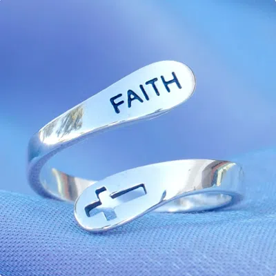 Fashnzfab Faith Adjustable Ring (adjustable) In Silver