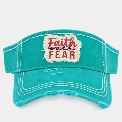 Fashnzfab Faith Fear Vintage Visor Hat In Blue