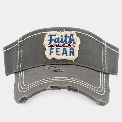 Fashnzfab Faith Fear Vintage Visor Hat In Green