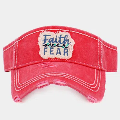 Fashnzfab Faith Fear Vintage Visor Hat In Pink