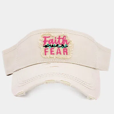 Fashnzfab Faith Fear Vintage Visor Hat In Sand