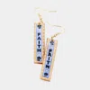 Fashnzfab Faith Genuine Leather Bar Dangle Earrings - Blue In Blue