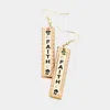 Fashnzfab Faith Genuine Leather Bar Dangle Earrings - Ivory In Multi