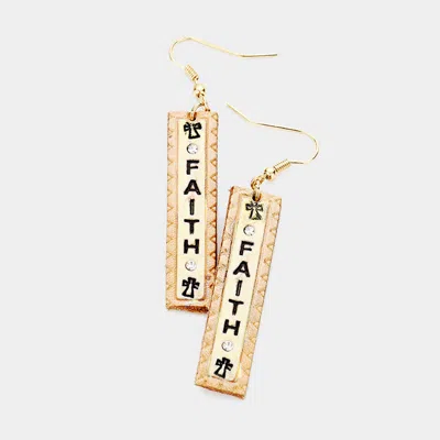 Fashnzfab Faith Genuine Leather Bar Dangle Earrings - Ivory In Multi