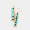 Fashnzfab Faith Genuine Leather Bar Dangle Earrings - Turquoise In Blue