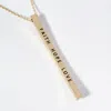 Fashnzfab Faith Hope Love Brass Metal Bar Pendant Necklace In Gold