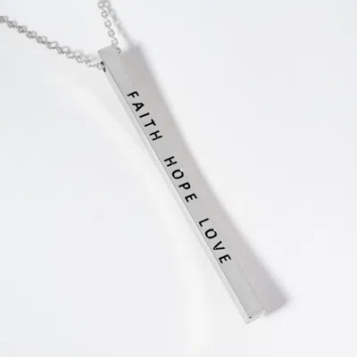 Fashnzfab Faith Hope Love Brass Metal Bar Pendant Necklace In Multi