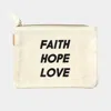 Fashnzfab Faith Hope Love Cotton Canvas Eco Pouch Bag In Multi