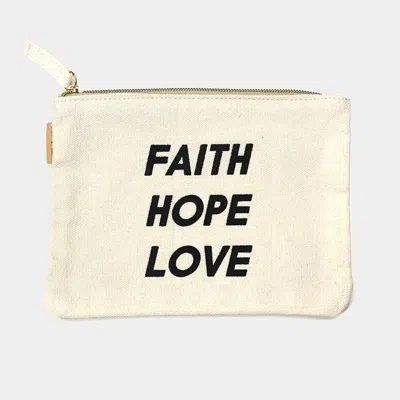 Fashnzfab Faith Hope Love Cotton Canvas Eco Pouch Bag In Multi