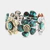 Fashnzfab Faith Hope Love Joy Wish Metal Flower Stretch Bracelet - Multi, Patina Verdigris In Multi