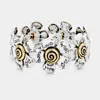 Fashnzfab Faith Hope Love Joy Wish Metal Flower Stretch Bracelet - Silver Burnished, Gold Burnished In Metallic