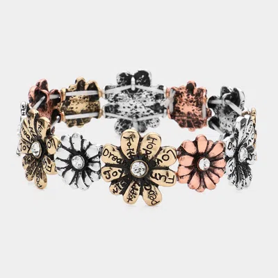Fashnzfab Faith Hope Love Message Vintage Flower Bracelet In Multi