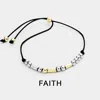 Fashnzfab Faith Message Morse Code Adjustable Cinch Pull Tie Bracelet In Gold