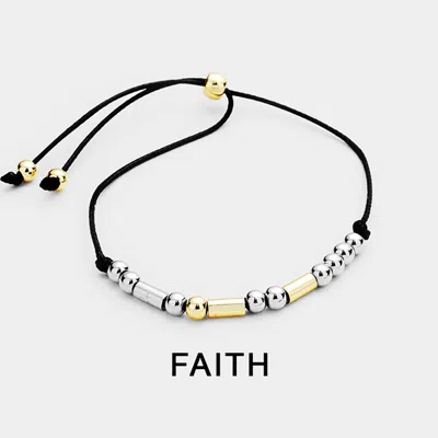 Fashnzfab Faith Message Morse Code Adjustable Cinch Pull Tie Bracelet In Gold