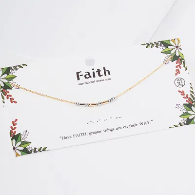 Fashnzfab Faith Message Morse Code Pendant Necklace In Gold