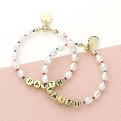 Fashnzfab Faith Message Pearl Beaded Dangle Earrings In Multi