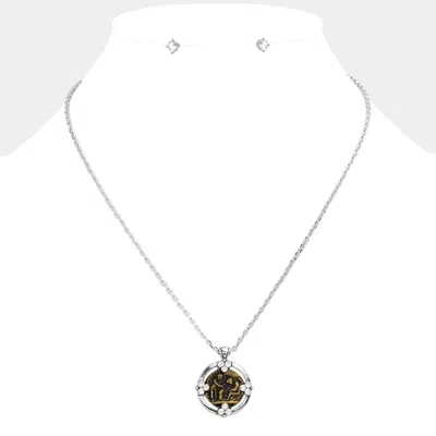 Fashnzfab Faith Strength Courage Angel Pendant Necklace In Metallic