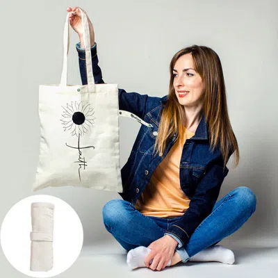 Fashnzfab Faith Sunflower Printed Foldable Eco Bag In Multi