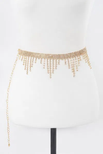 Fashnzfab Falling Icicle Gemstone Belt In Gold