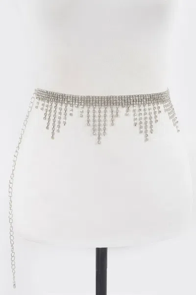 Fashnzfab Falling Icicle Gemstone Belt In Silver