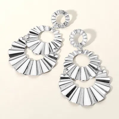 Fashnzfab Fan Shaped Bold Textured Metal Dangle Earrings In Multi