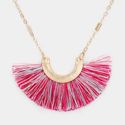 Fashnzfab Fan Tassel Pendant Metal Necklace In Gold