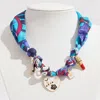 Fashnzfab Fashion Item Pearl Charm Station Fabric Scarf Necklace Adjustable Bracelet Bag Charm In Brown
