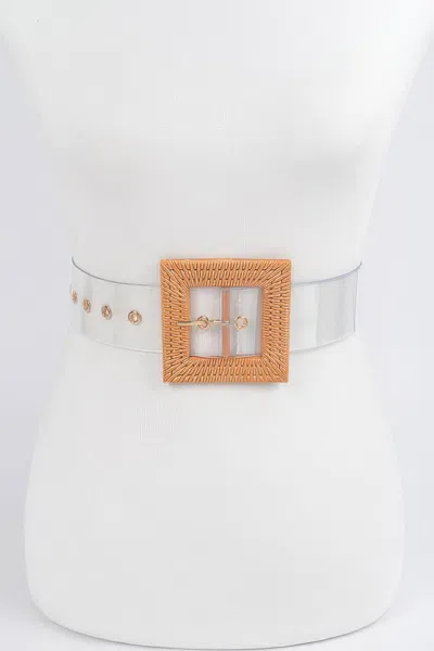Fashnzfab Faux Bamboo Buckle Plus Size Transparent Belt In White