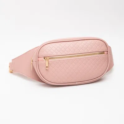 Fashnzfab Faux Braided Leather Mini Sling Bag In Pink