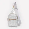 Fashnzfab Faux Braided Leather Sling Bag In Silver