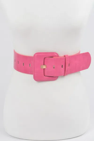 Fashnzfab Faux Croc Leather Waist Belt In Pink