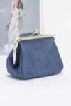 Fashnzfab Faux Denim Leather Jacket Style Crossbody Bag In Blue