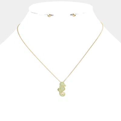 Fashnzfab Faux Druzy Seahorse Pendant Necklace In Green