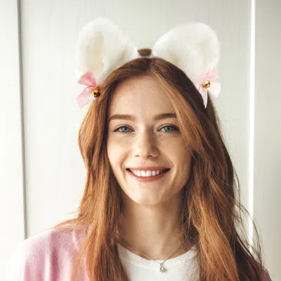 Fashnzfab Faux Fur Animal Ear Headband In White