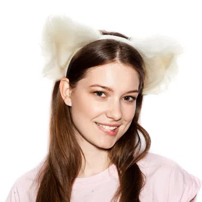 Fashnzfab Faux Fur Animal Ear Headband In White