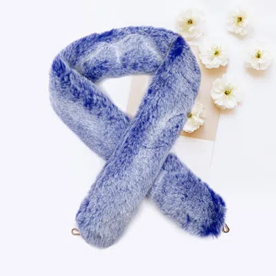 Fashnzfab Faux Fur Bag Strap In Blue