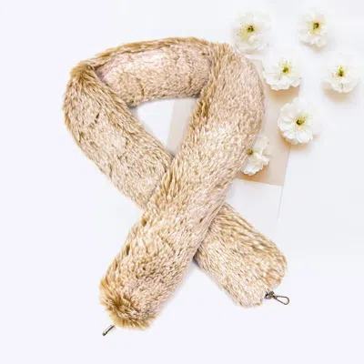 Fashnzfab Faux Fur Bag Strap In Brown